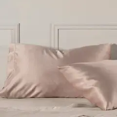 VIANNEY - Fundas De Almohada Satín Sweet Pink Standard