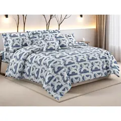 SIRENITAS - Juego de sabanas Cama Queen Blanco y Azul