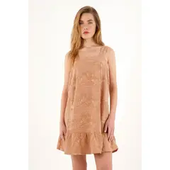 TOPMARK - Vestido corto café de tiras y bolero en ruedo para mujer