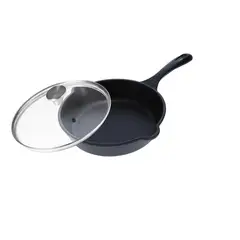 VICTORIA - Sartén de Hierro Fundido Con Tapa de Vidrio de 20 Cm