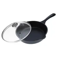 VICTORIA - Sartén de Hierro Fundido Con Tapa de Vidrio de 25 Cm