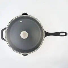 VICTORIA - Sartén de Hierro Fundido Con Tapa de Vidrio de 30 Cm