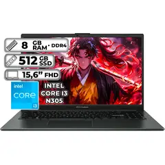 ASUS - PORTÁTIL INTEL CORE I3-N305 8GB RAM 512GB SSD PANTALLA 15.6” FHD MIXED BLACK