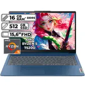 LENOVO - PORTÁTIL AMD RYZEN 5 7520U 16GB RAM 512GB SSD 15.6" FHD ABYSS BLUE