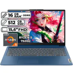 LENOVO - PORTÁTIL SLIM 3 15AMN8 AMD RYZEN 5 7520U 16GB RAM 512GB SSD 15.6" FHD ABYSS BLUE