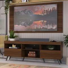 JYM - Rack con Panel y Patas Altas para TV de 65 pulgadas en MDP Madera
