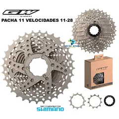 GW - Pacha Cassette Bicicleta 11v 11-28 Compatible Con Shimano