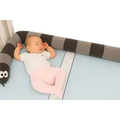 GENERICO - Cojin Protector Decorativo Gusano Para Cuna NegroGris