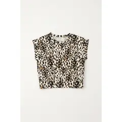 TENNIS - Camiseta manga sisa de animal print para niña
