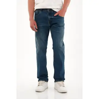 TENNIS - Jean Recto tiro medio con arrugas 3D para hombre