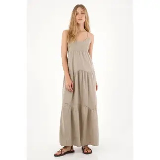 TENNIS - Vestido largo con escote en V café para mujer