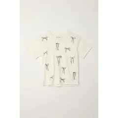 TENNIS - Camiseta básica estampada con apliques crudo para niña