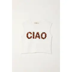 TENNIS - Camiseta manga sisa con estampado blanca para niña