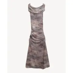 SEVEN SEVEN - Vestido Maxi Estampado Bardot Para Mujer Café