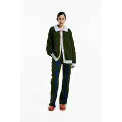 MAGLIONE - Cardigan Polo Rib Manga Larga Botones Mujer Cuello Polo