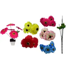 MAZUGI - Ramo Gerbera Flores Artificiales Decoración 5 Flores 1 Ramo