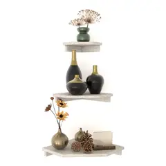 GENERICO - Set 3 Repisa Esquinero Flotante E16 Decoración Moderna Color Chantilli