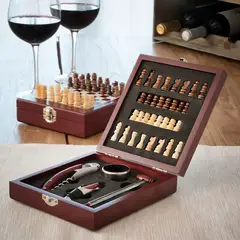 SKY - Set Vino + Ajedrez Caja Sacacorchos Destapador Botellas