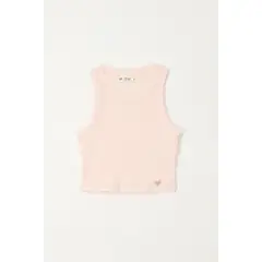 TENNIS - Camiseta manga sisa en rib rosado para niña