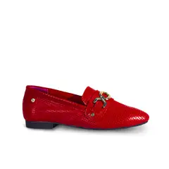 SANTORINI - Baleta Mujer Terni Cuero Rojo