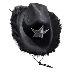 GENERICO - Sombrero Vaquero De Fieltro Con Peluches Para Fiestas