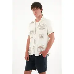 TENNIS - Camisa tipo bowling crudo para hombre