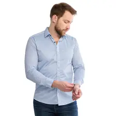 LOS CABALLEROS - Camisa manga larga rayas azules