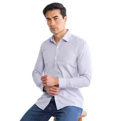 LOS CABALLEROS - Camisa lila con minicuadros