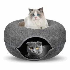 GENERICO - Cama Tunel para Gatos Con Cremallera Tipo Donut Gris