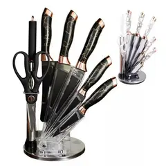 GENERICO - Set de Cuchillos Negro Tipo Marmol + 8 Piezas