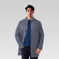 SYK - Gaban para hombre de paño abrigo gris