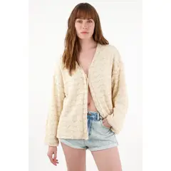 TENNIS - Buzo amplio tejido con brillos crudo para mujer