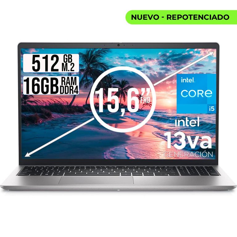 Portátil 15.6” FHD Intel Core i5 13ª Gen 16GB RAM 512GB SSD Plata