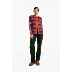MAGLIONE - Cardigan Paisaje Manga Larga Botones Mujer Cuello Polo