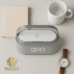 GENERICO - Parlante Bluetooth Reloj LED Despertador FM USB Recargable