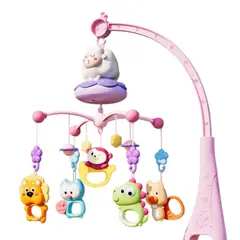 GENERICO - Movil Musical Cuna Bebe Con Luz Y Control Remoto Rosado-