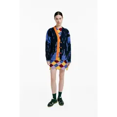 MAGLIONE - Cardigan Fragmentado Manga Larga Botones Mujer Abierto