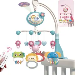 GENERICO - Movil Musical Cuna Bebe Con Proyector Y Control Remoto ROSA-