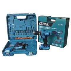 PROTOOL - Taladro Inalámbrico 24v Percutor 2 Baterías Mas Caja Accesorios
