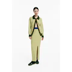 MAGLIONE - Cardigan Soga Claro Manga Larga Botones Mujer Abierto