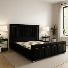 ESTILO Y CONFORT - Cama Premium Ónix Negra 140x190