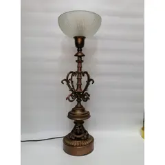 GENERICO - Lampara De Mesa Italy En Antimonio Cobrizado Y Cristal
