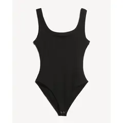 SEVEN SEVEN - Camiseta Body Unicolor Manga Sisa Para Mujer Negro