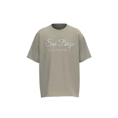 KOAJ - Camiseta oversize kaki manga corta con arte college Hombre