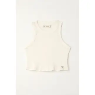 TENNIS - Camiseta manga sisa en rib crudo para niña