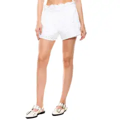 COLOR BLUE - Shorts En Ojalillo