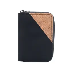 TOTTO - Billetera Cork Negra pequeña
