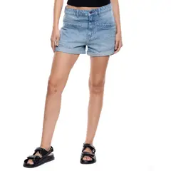 COLOR BLUE - Shorts En Denim Con Bolsillos Delanteros