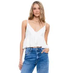 COLOR BLUE - Camisa De Tiras Con Botonadura En Frente