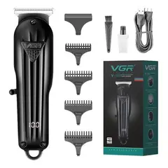 VGR - Maquina De Peluqueria Negra Con Pantalla V-282